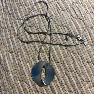 Lia Sophia Silver Tone Large Round Pendant Necklace